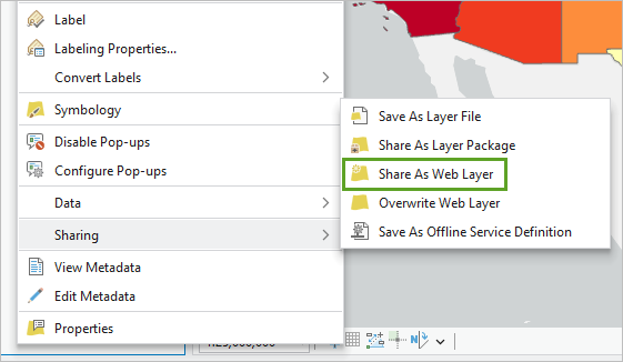 Option Share As Web Layer (Partager en tant que couche Web)