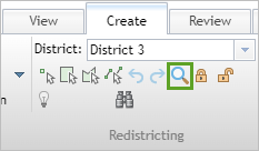 Zoomer sur le groupe Redistricting (Redécoupage sectoriel) dans l'onglet Create (Créer)