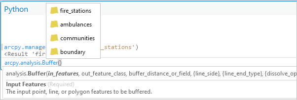Fenêtre contextuelle de la syntaxe de l'outil Buffer (Zone tampon)