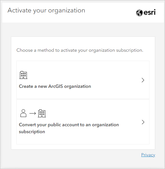 Page Activate your organization (Activer votre organisation)