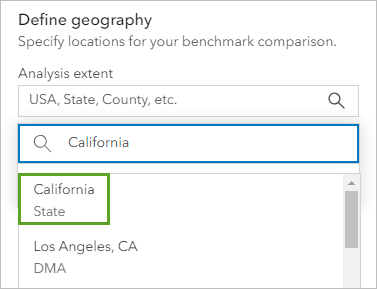 Recherche de l’étendue d’analyse Californie