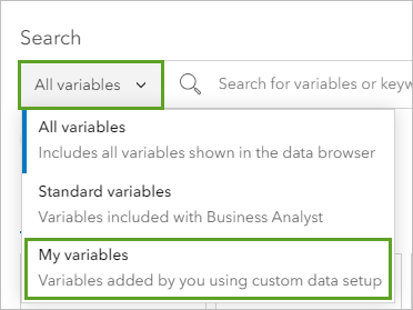 Option de menu Mes variables