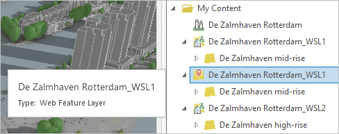 Fenêtre contextuelle de la couche d'entités Web