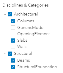 Désactivez GenericModel (GenericModel), OpeningElement (OpeningElement) et Walls (Murs).