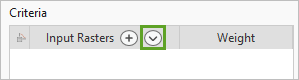 Bouton Add raster criteria as layers from the Contents (Ajouter les critères raster comme couches à partir de la liste Contenu)