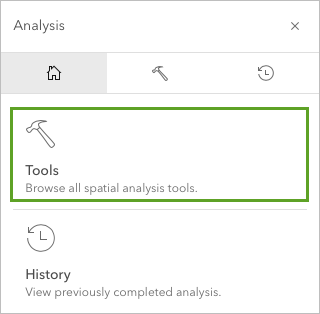 Options Outils dans la fenêtre Analyse