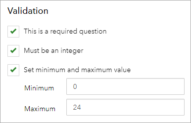 Options de validation de la question sur le temps d’écran devant un ordinateur