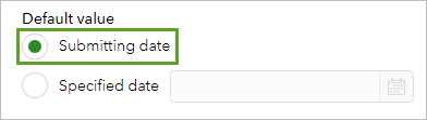 Paramètre Default value ((Valeur par défaut) défini sur Submitting date (Date d’envoi)