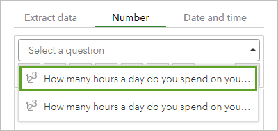 Menu Select a question (Sélectionner une question) avec la première question mise en évidence