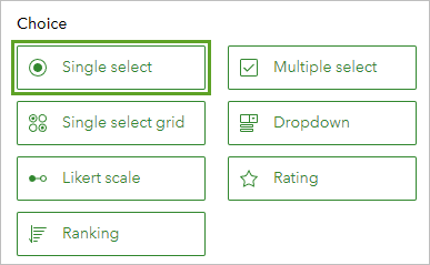 Question de type Single select (Sélection unique)