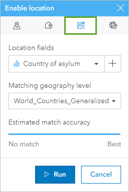 Fenêtre Enable location (Activer l’emplacement)