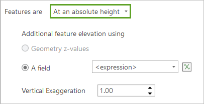 Option At an absolute height (À une hauteur absolue) sélectionnée