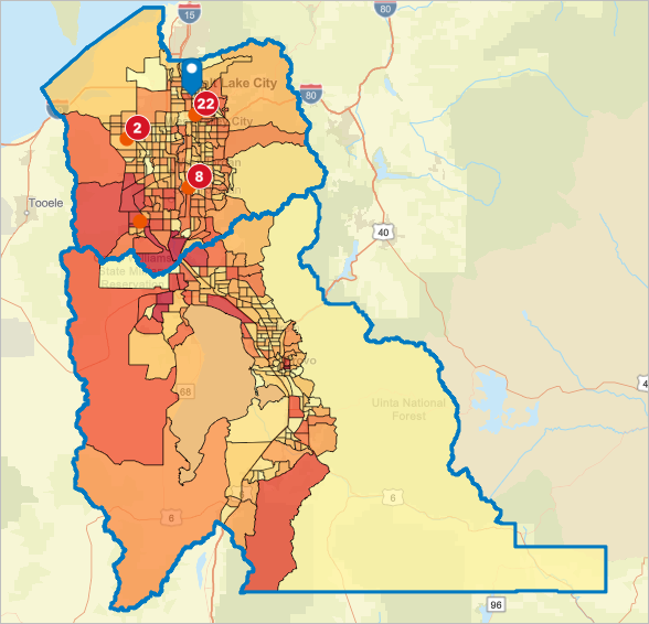 Désormais, l’étendue de la carte couvre également le comté d’Utah