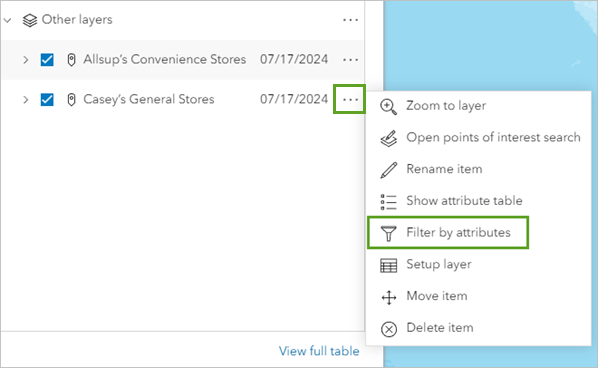 Option Filter by attributes (Filtrer par attributs)