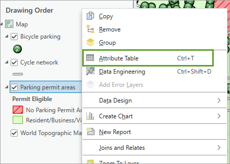 Option Attribute Table (Table attributaire)