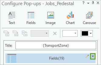 Supprimer l'élément Fields(19) (Champs(19)) dans la fenêtre Configure Pop-ups (Configurer les fenêtres contextuelles