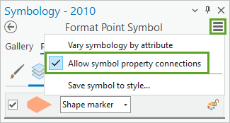Option Allow symbol property connections (Autoriser les connexions des propriétés des symboles)