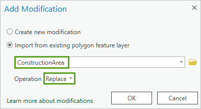 Fenêtre Add Modification (Ajouter une modification)