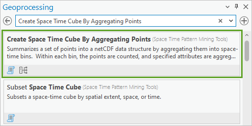 Rechercher l’outil Créer un cube spatio-temporel en agrégeant des points