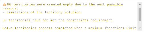 一部のテリトリーが制限要件を満たしていないという警告