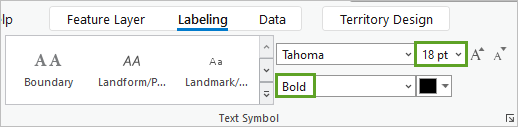 [ラベリング] タブでフォントを Tahoma の太字 18 に設定