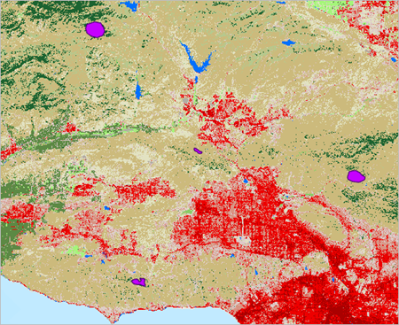 マップ上に表示された Land Cover レイヤー