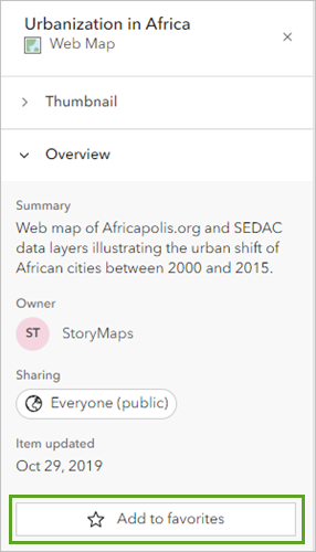 [Urbanization in Africa] 詳細ウィンドウの [お気に入りに追加]