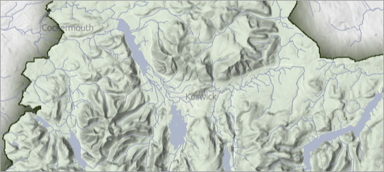 湖と河川を含むマップ