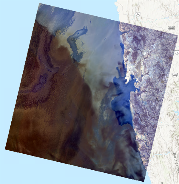 マップ上の Landsat 画像