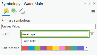 Asset type に設定されたフィールド 1