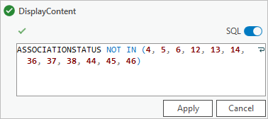 DisplayContent フィルターの SQL ビュー