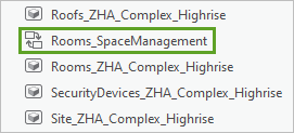 ZHA_Complex_Highrise レイヤーに作成され、追加された Rooms_SpaceManagement