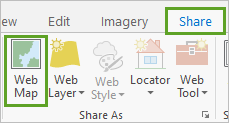 リボンの [共有] タブの [Web マップ] ボタン