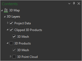 Clipped 3D Products グループのあるコンテンツ ウィンドウ