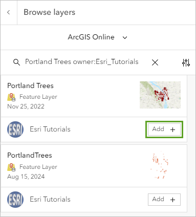 Portland Trees カードの追加ボタン