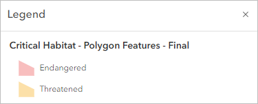 Critical Habitat - Polygon Features - Final レイヤーの凡例