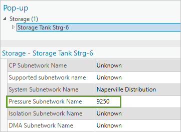 9250 に設定された Pressure Subnetwork Name