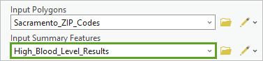 入力サマリー フィーチャ パラメーターを High_Blood_Level_Results に設定