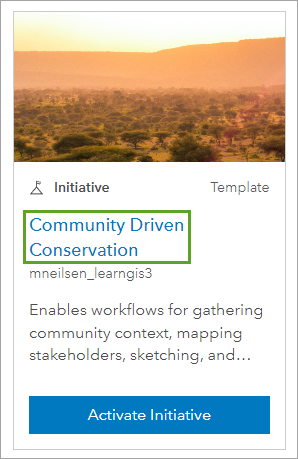 Community Driven Conservation テンプレートの名前