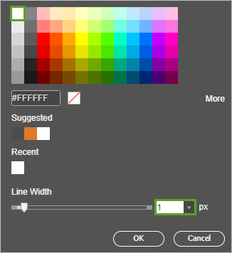 白色を選択して、Line Width を 1 px に設定