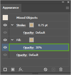 Fill の Opacity を 30 パーセントに設定