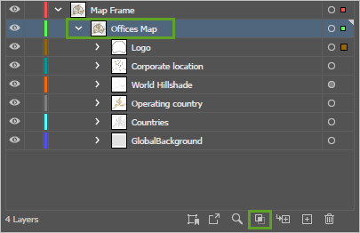 レイヤー パネルで Offices Map レイヤーを選択して、クリッピング マスクを作成 / 解除ボタンを選択