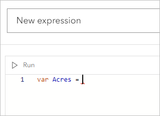 式を「var Acres =」に設定