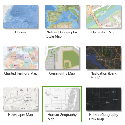 ベースマップ ギャラリーの Human Geography Map