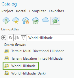 現在のマップに World Hillshade レイヤーを追加