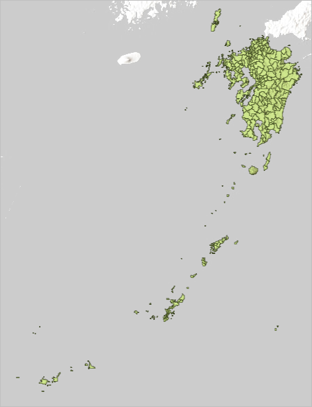 九州地域内の自治体のマップ