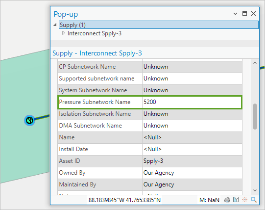 ポップアップの Pressure Subnetwork Name が 5200 に設定されます