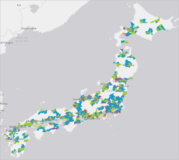 MEA データを追加した後の日本のマップ