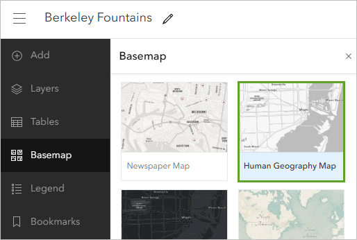 Human Geography Map をベースマップに選択します。