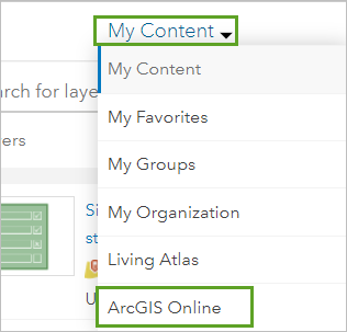 ArcGIS Online を検索します。